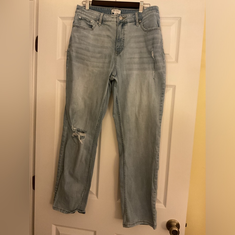 Candace Cameron Bure Light Wash Distressed Relaxed Jeans Size 12